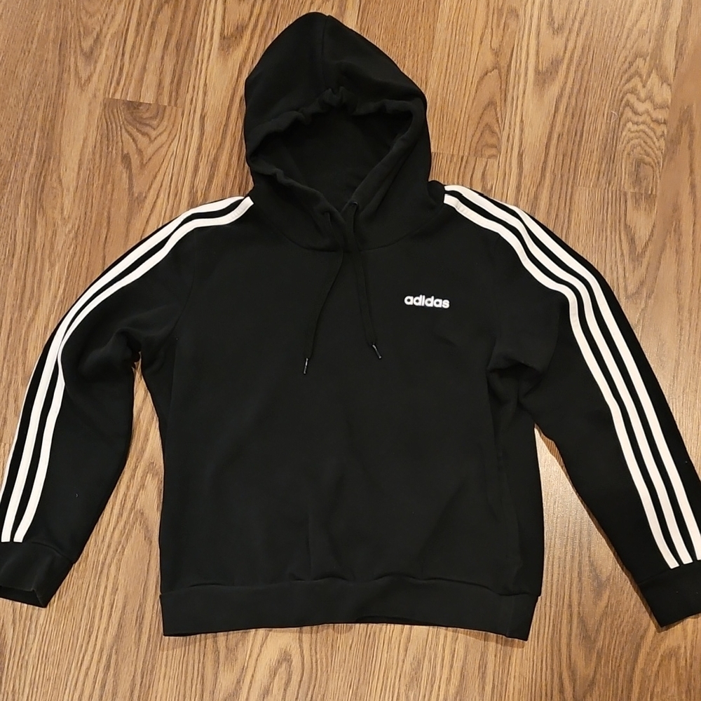 Adidas Black and White Men's Hoodie